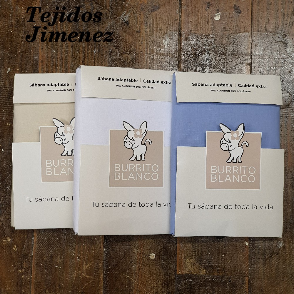 Burrito Blanco Sábana bajera ajustable de algodón/poliester - Tejidos  Jimenez Tienda online Donostia San Sebastián